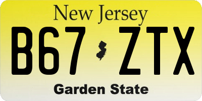 NJ license plate B67ZTX