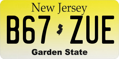 NJ license plate B67ZUE
