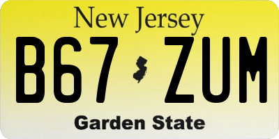 NJ license plate B67ZUM