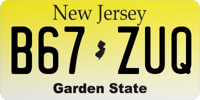 NJ license plate B67ZUQ
