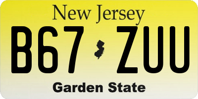 NJ license plate B67ZUU