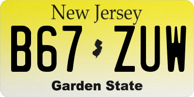 NJ license plate B67ZUW