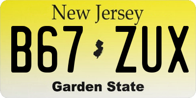 NJ license plate B67ZUX