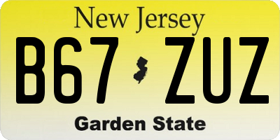 NJ license plate B67ZUZ