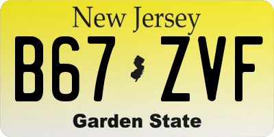 NJ license plate B67ZVF