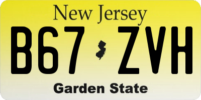 NJ license plate B67ZVH