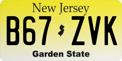 NJ license plate B67ZVK