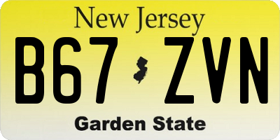 NJ license plate B67ZVN