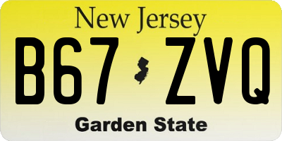 NJ license plate B67ZVQ