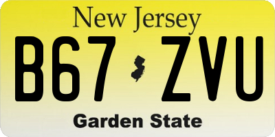 NJ license plate B67ZVU