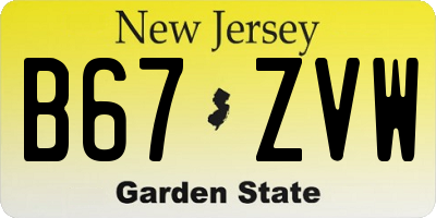 NJ license plate B67ZVW