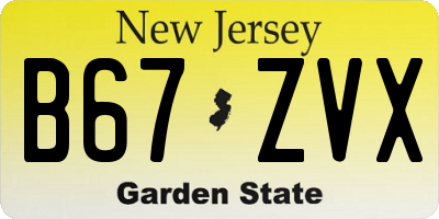 NJ license plate B67ZVX