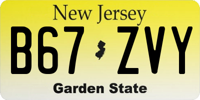 NJ license plate B67ZVY