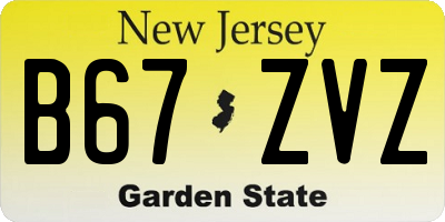 NJ license plate B67ZVZ