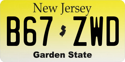 NJ license plate B67ZWD