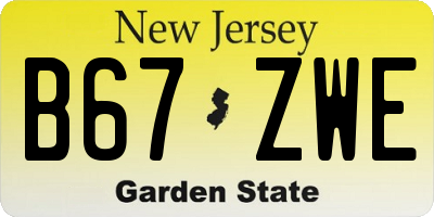 NJ license plate B67ZWE