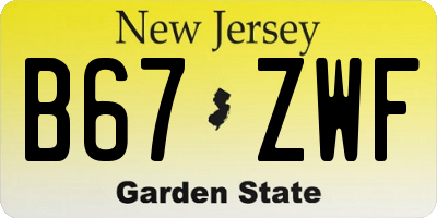 NJ license plate B67ZWF