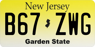 NJ license plate B67ZWG