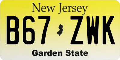 NJ license plate B67ZWK