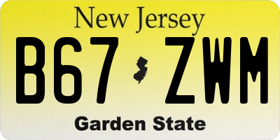 NJ license plate B67ZWM