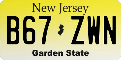 NJ license plate B67ZWN