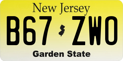 NJ license plate B67ZWO