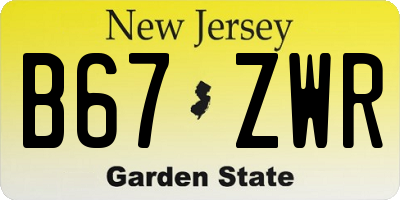 NJ license plate B67ZWR