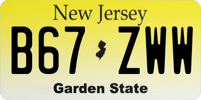 NJ license plate B67ZWW