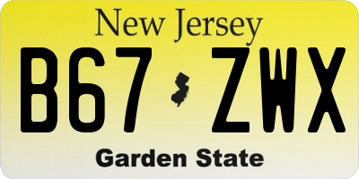 NJ license plate B67ZWX