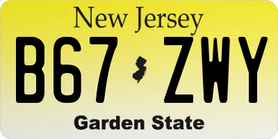 NJ license plate B67ZWY