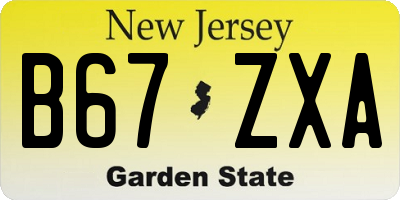 NJ license plate B67ZXA