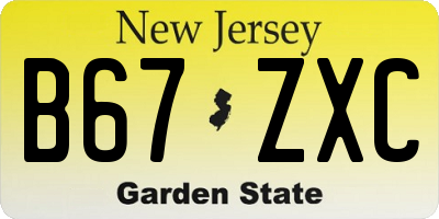 NJ license plate B67ZXC
