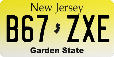 NJ license plate B67ZXE