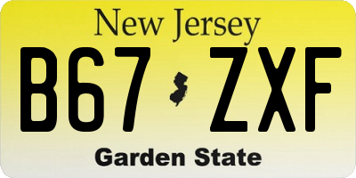 NJ license plate B67ZXF