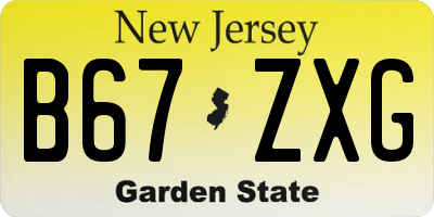 NJ license plate B67ZXG