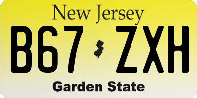 NJ license plate B67ZXH