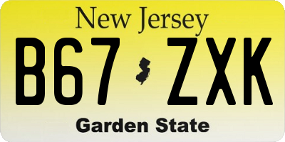NJ license plate B67ZXK