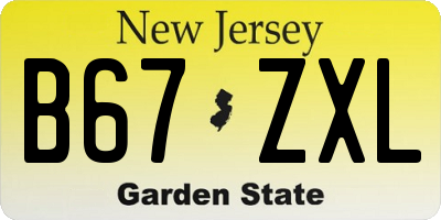 NJ license plate B67ZXL