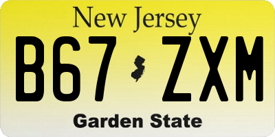NJ license plate B67ZXM