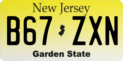 NJ license plate B67ZXN