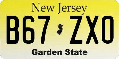 NJ license plate B67ZXO