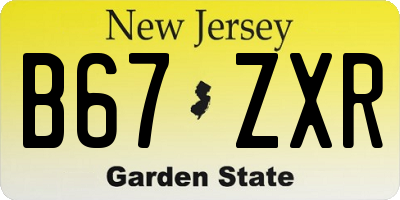 NJ license plate B67ZXR