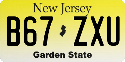 NJ license plate B67ZXU
