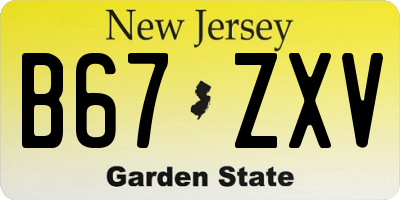NJ license plate B67ZXV