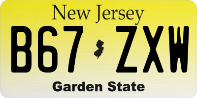 NJ license plate B67ZXW