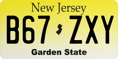 NJ license plate B67ZXY