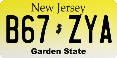 NJ license plate B67ZYA