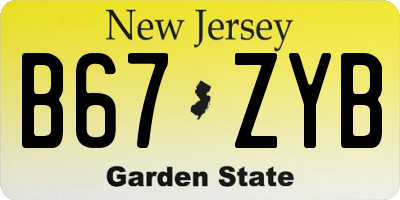 NJ license plate B67ZYB