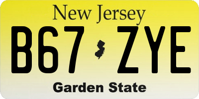 NJ license plate B67ZYE
