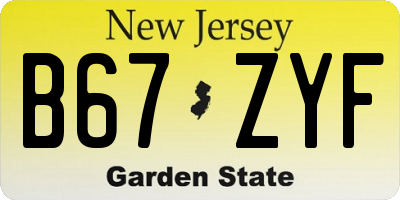 NJ license plate B67ZYF